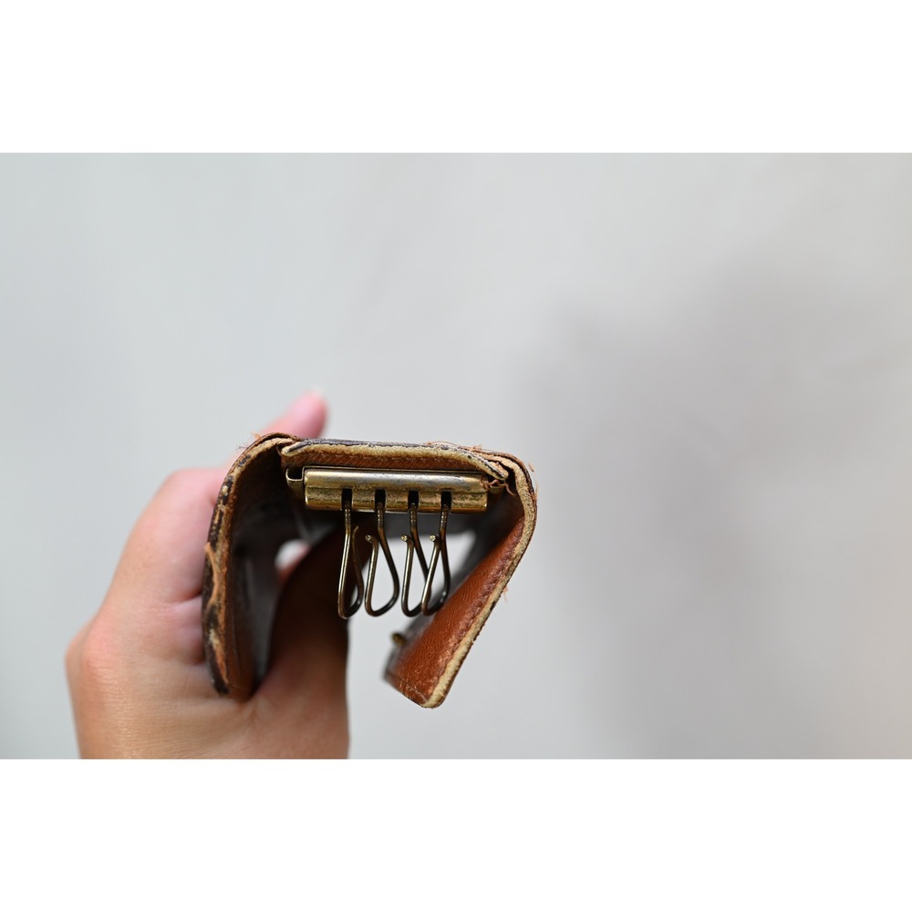 Louis Vuitton Monogram 4 Key Holder Brown Leather Vintage Made in France - Picture 5 of 6